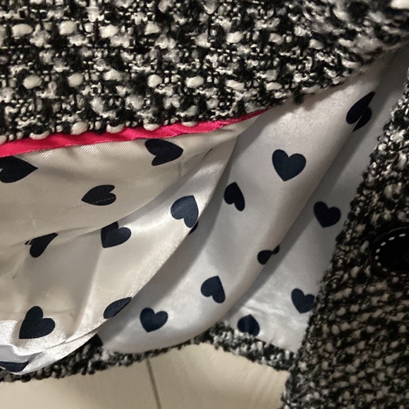 Joe Fresh Black & White Thick Weave Pattern Pea Coat - Picture 6 of 10